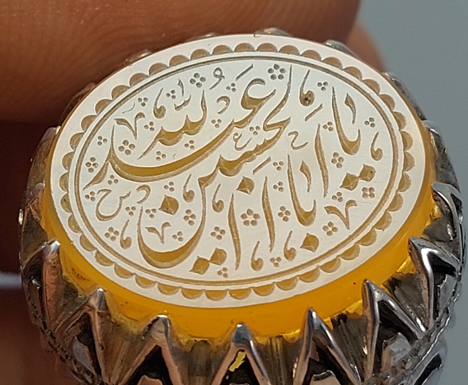 انگشتر نقره عقیق یمنی با حکاکی یا اباعبدالله الحسین ع
