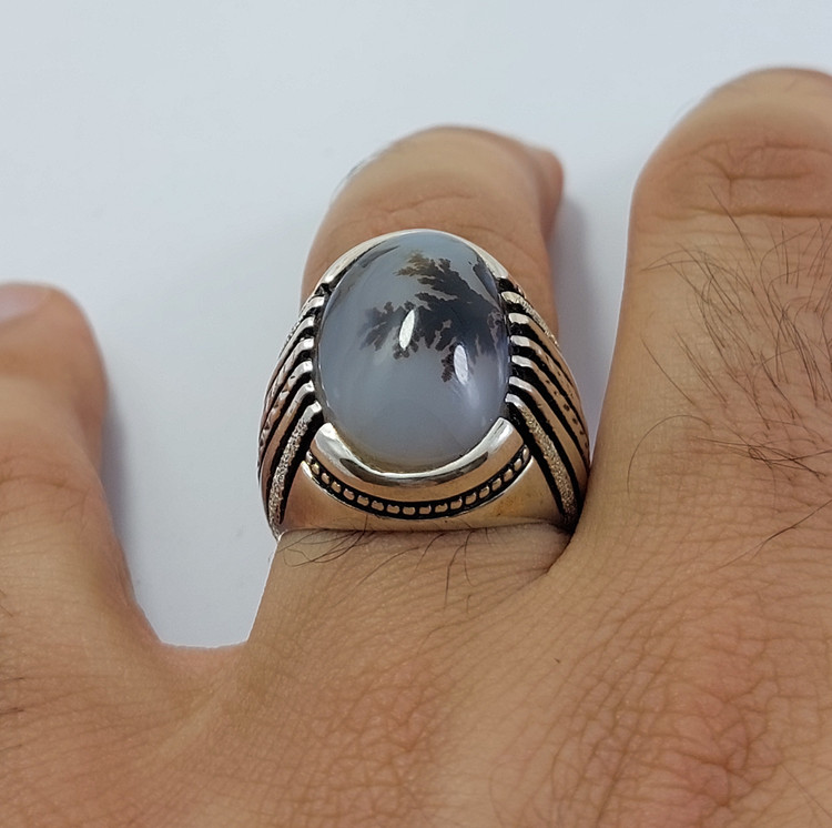 انگشتر نقره شجر قائن معدنی و طبیعی