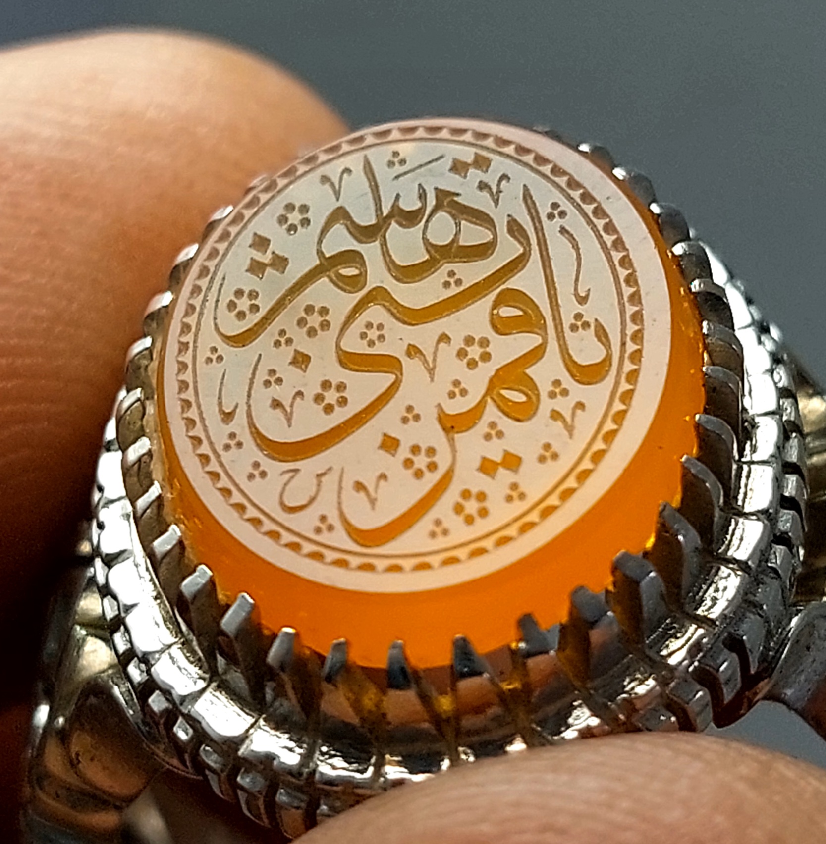 انگشتر نقره عقیق یمنی با حکاکی یا قمر بنی هاشم
