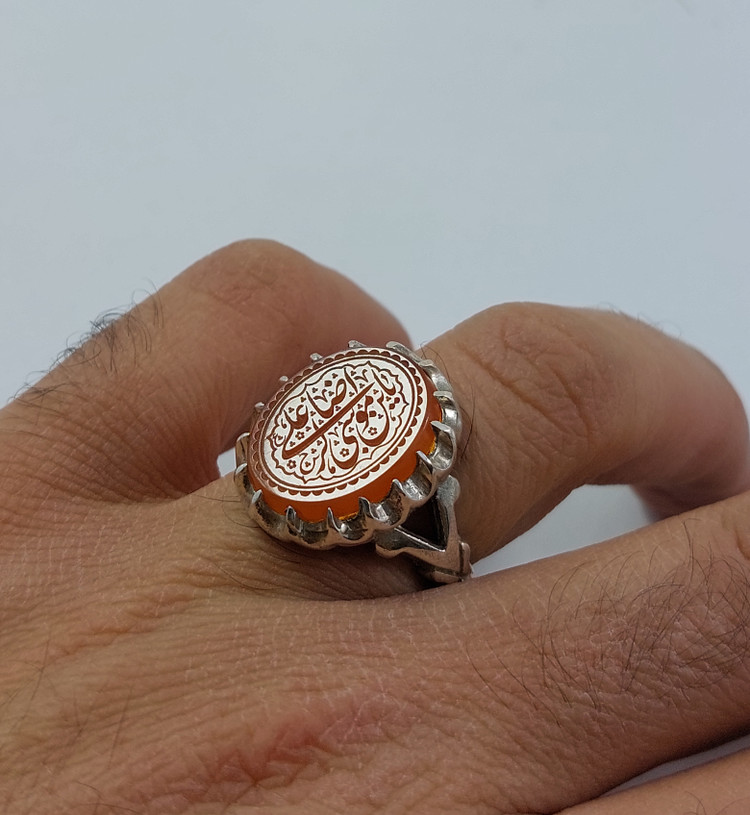 انگشتر نقره عقیق یمنی با حکاکی یا علی بن موسی الرضا