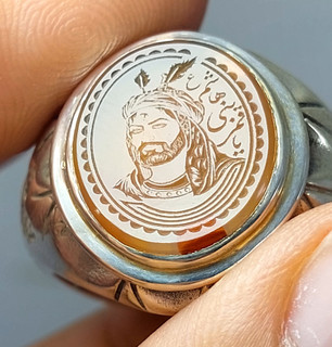 انگشتر نقره عقیق یمنی با حکاکی یا قمر بنی هاشم