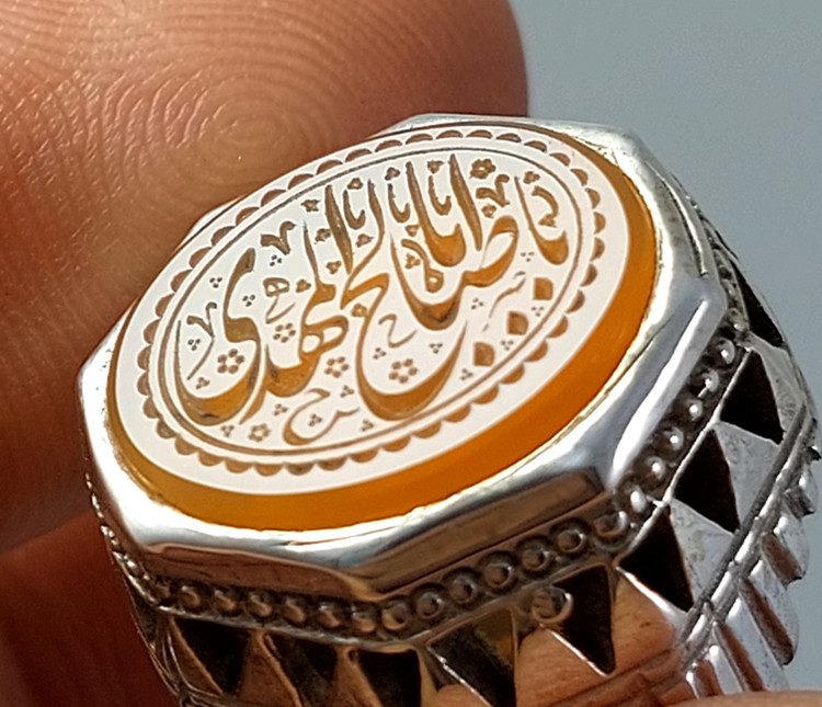 انگشتر نقره عقیق یمنی با حکاکی یا اباصالح المهدی
