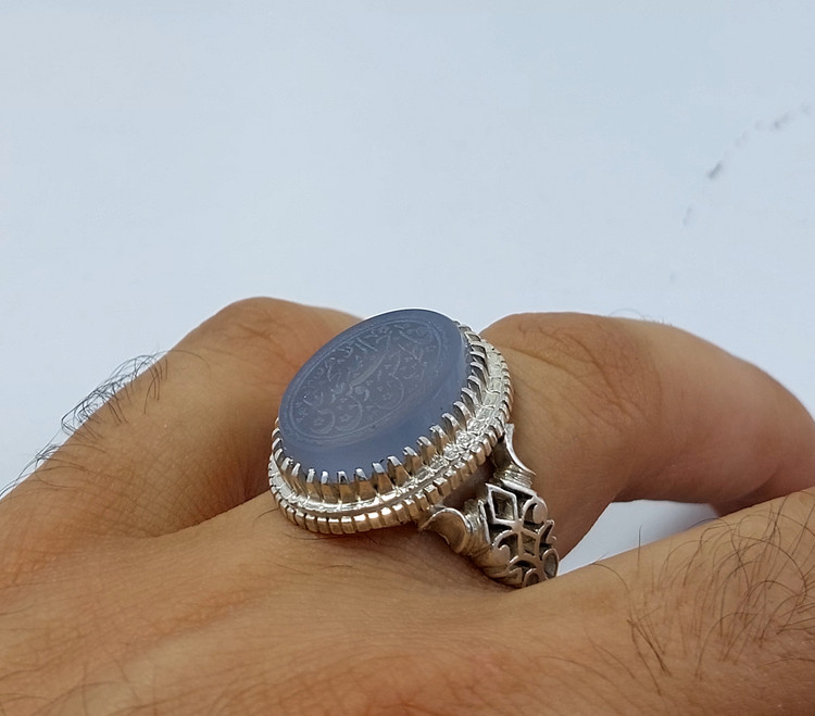 انگشتر نقره عقیق یمنی با حکاکی پنج تن آل عبا
