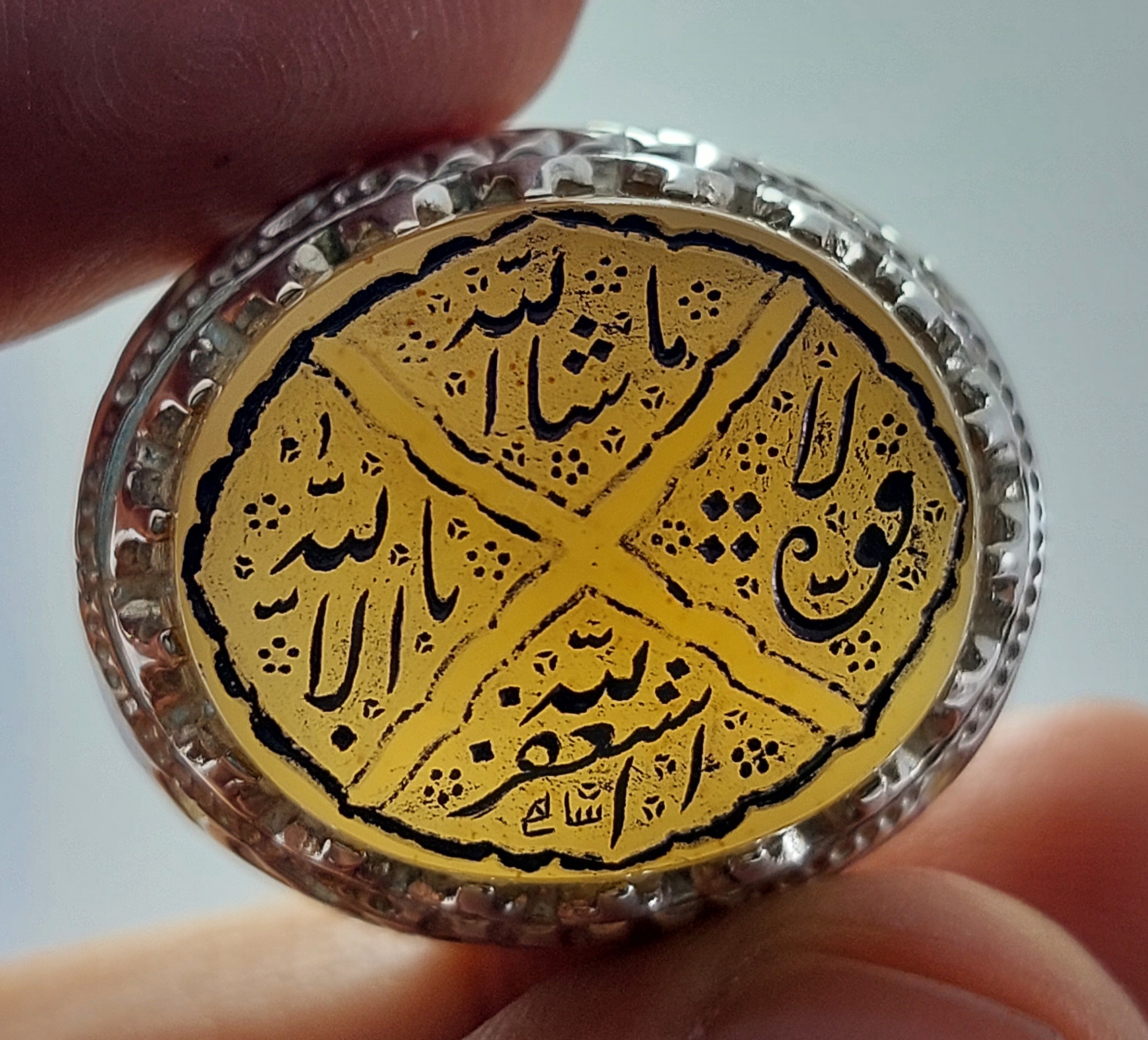 انگشتر نقره عقیق با حکاکی ماشاءالله لا قوه الا بالله استغفرالله
