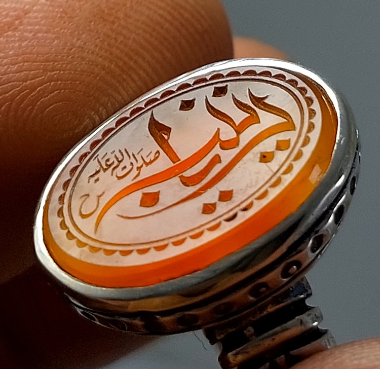 انگشتر نقره عقیق یمنی با حکاکی یا زینب س